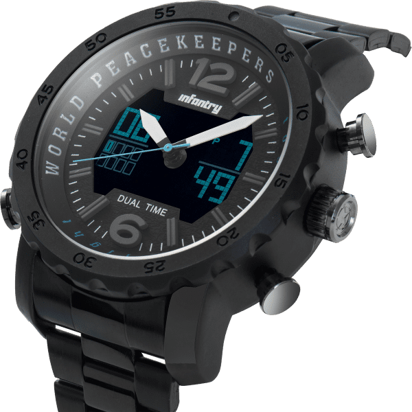 Retail: R3499.00 INFANTRY MILITARY CO. THICK/HEAVY Dual Time Peace Keeper Watch Brand new BOXED!!