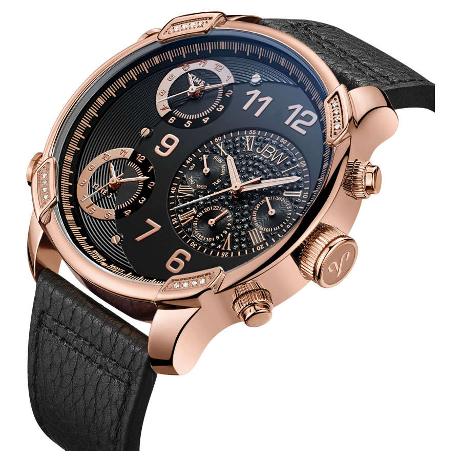 Retail: $1150 /R14,999.00 JBW Men's G4 Gulfstream with 16 Diamonds and 18k Plating Leather Watch