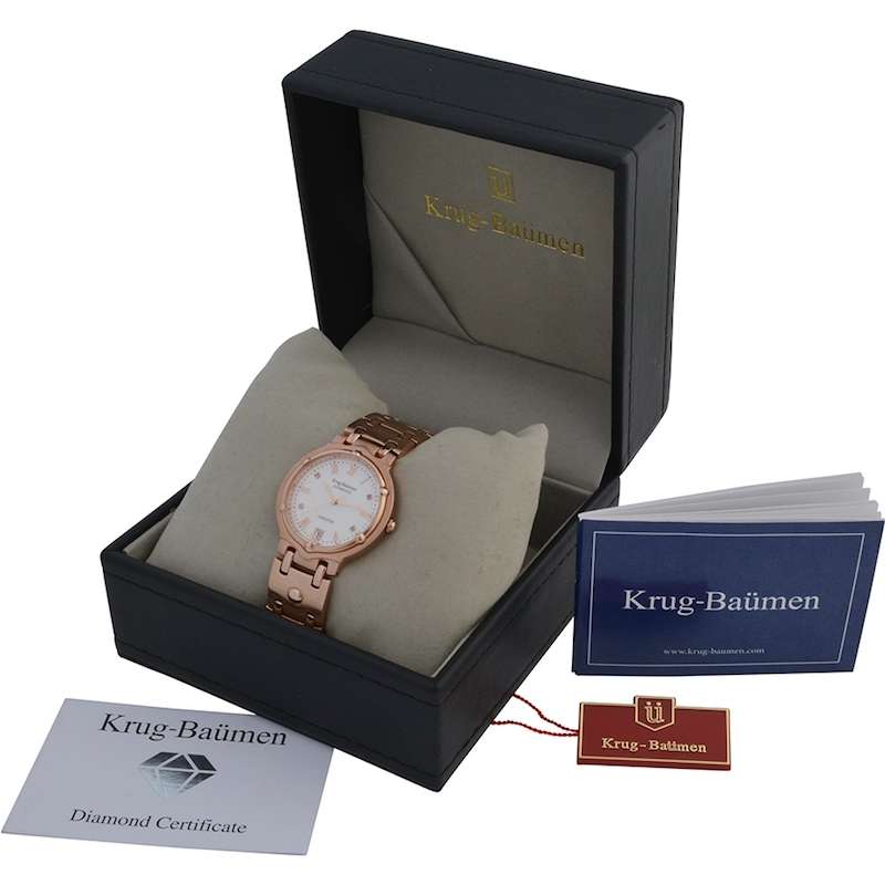 RRP: £585 (British Pounds) Krug Baumen Men's Charleston Watch with Genuine 4 Diamonds OFFICIAL