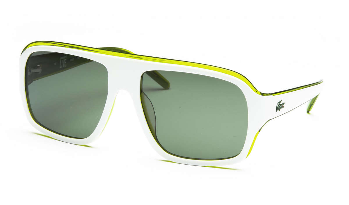 LACOSTE Unisex L!ve L643S 105 White/Green Trim Sunglasses 100% GENUINE, BRAND NEW, HOT!!