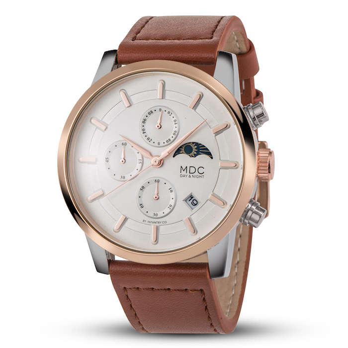 MDC MILITARY CO. Light Brown Moon Chronograph Watch Brand new BOXED, FULLY LOADED!