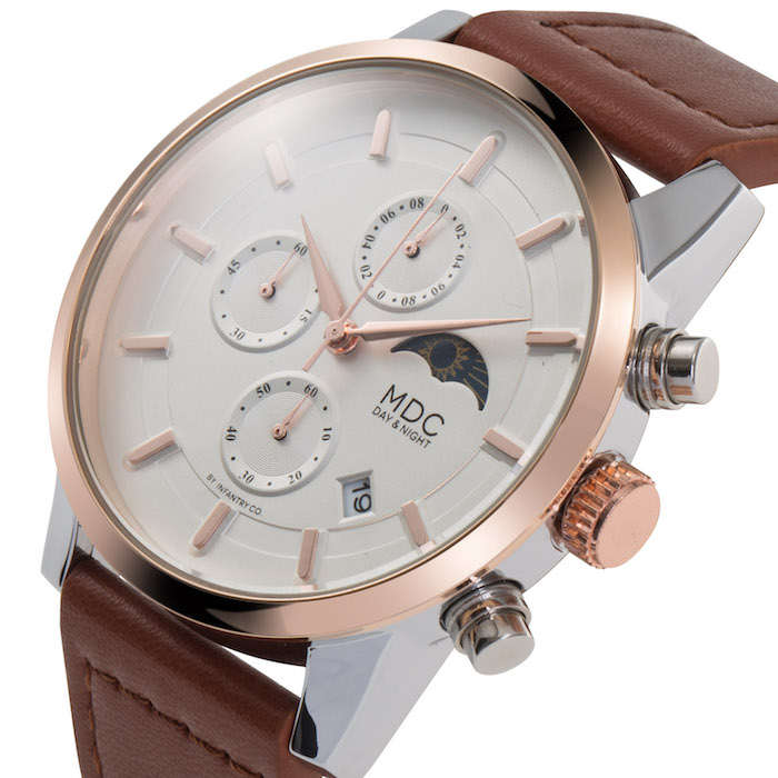 MDC MILITARY CO. Light Brown Moon Chronograph Watch Brand new BOXED, FULLY LOADED!