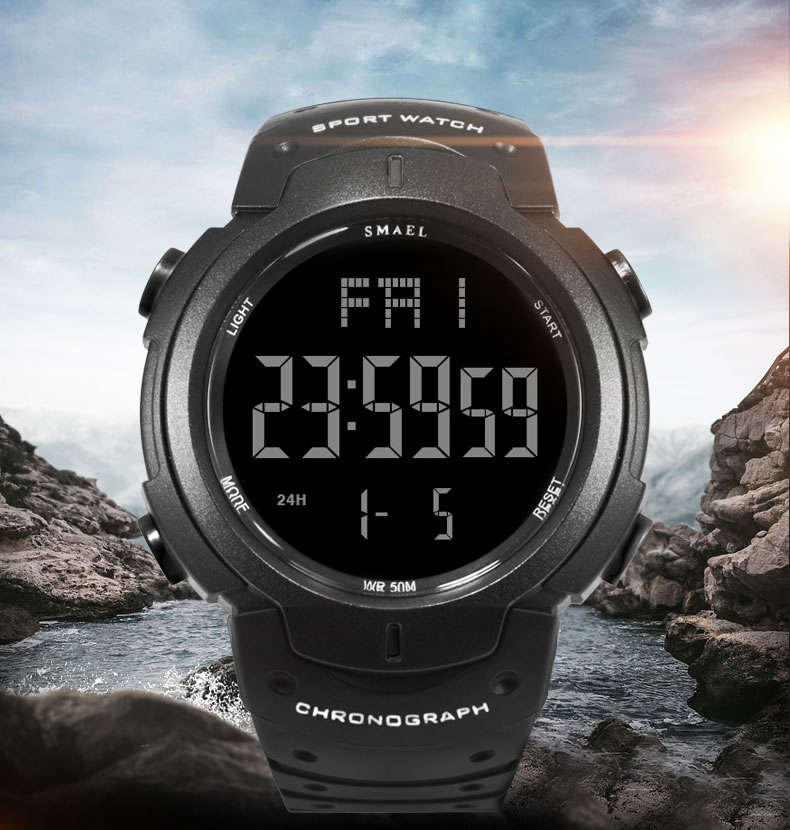 SMAEL Moonwalker Black Edition Space Digital Watch **BRAND NEW**