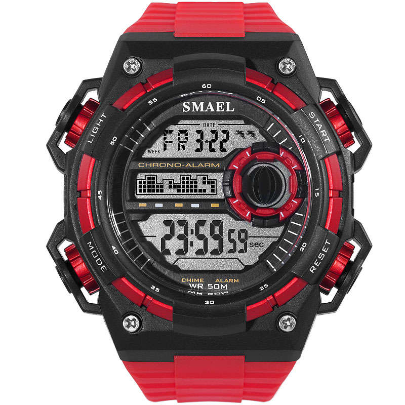 SMAEL Shock Proof Black/Red Sport Watch 5ATM WATER RESISTANT **BRAND NEW**