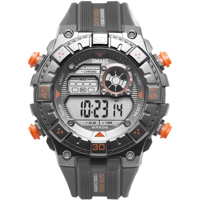 SMAEL Shock Proof Black/Orange Sport Watch 5ATM WATER RESISTANT **BRAND NEW**