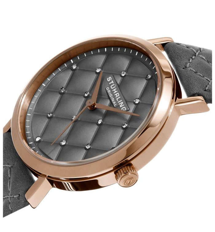STUHRLING ORIGINAL® Women's Lady Audrey Tufted Leather Watch brand new in box