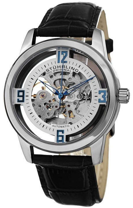 RRP $525 >> STUHRLING ORIGINAL® Men's Solaris Elite Skeleton Watch brand new in box