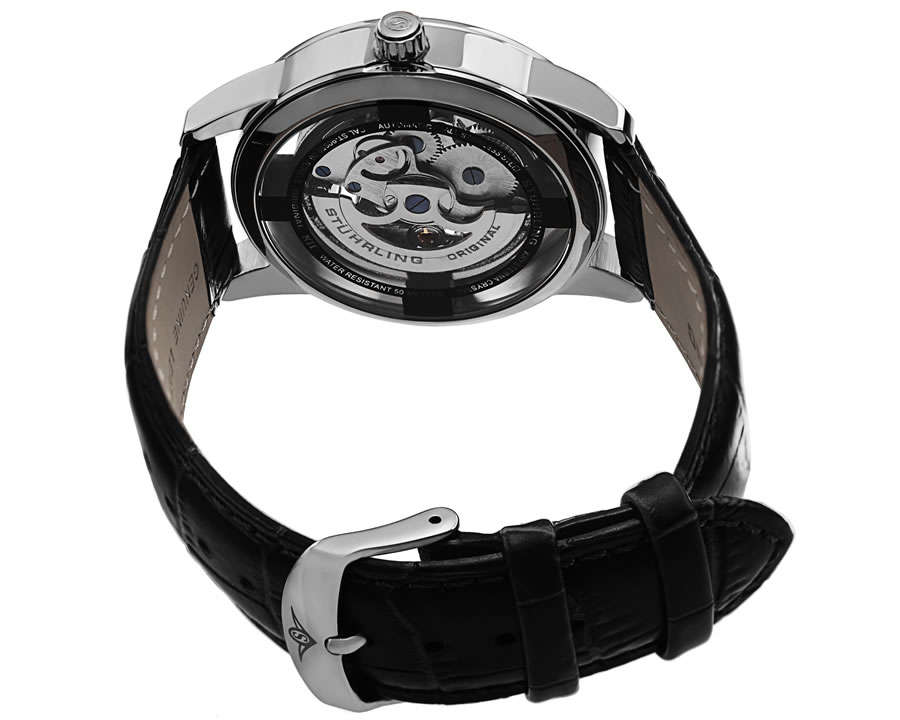 RRP $525 >> STUHRLING ORIGINAL® Men's Solaris Elite Skeleton Watch brand new in box