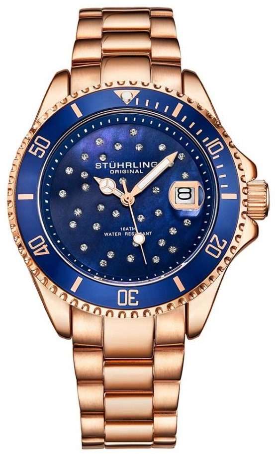 Retail: R6,999.00 STUHRLING ORIGINAL® Women's NOIR STARSCOPE Rose gold pl Watch BRAND NEW