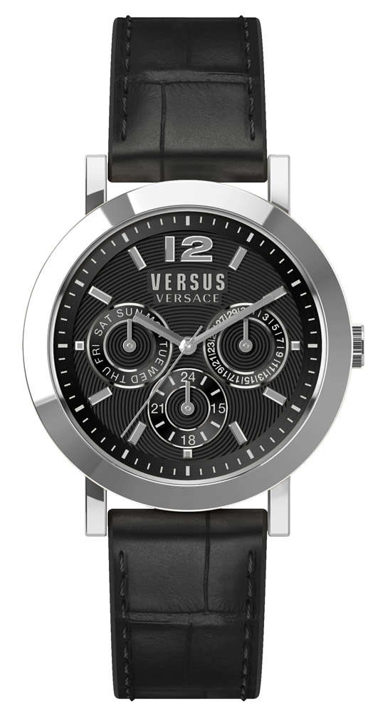 VERSUS VERSACE Lady Manhasset Black Calf Skin Leather Watch BRAND NEW IN BOX + PAPERS