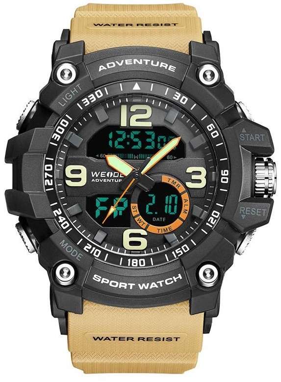 WEIDE Men's Dakar Adventure Black/Tan Trim Watch BRAND NEW official SA store