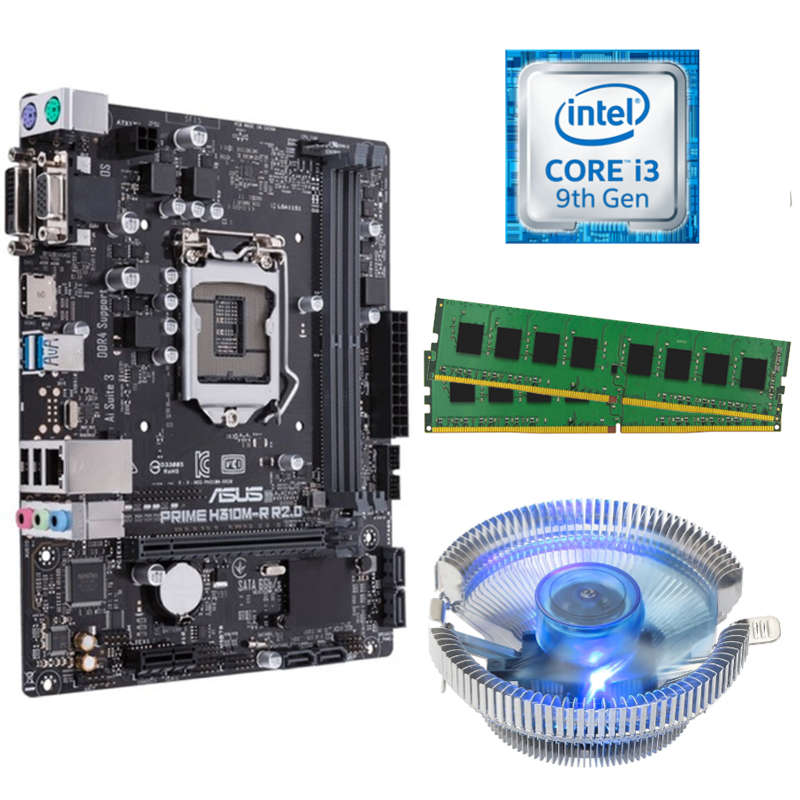 i3-9th, 8GB DDR4 RAM, Blue LED CPU FAN, H310 Motherboard Combo