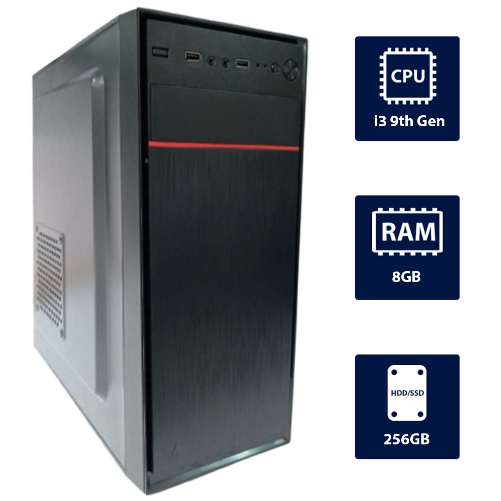 i3 9th, 8GB RAM, 256GB SSD Standard Case Desktop Tower