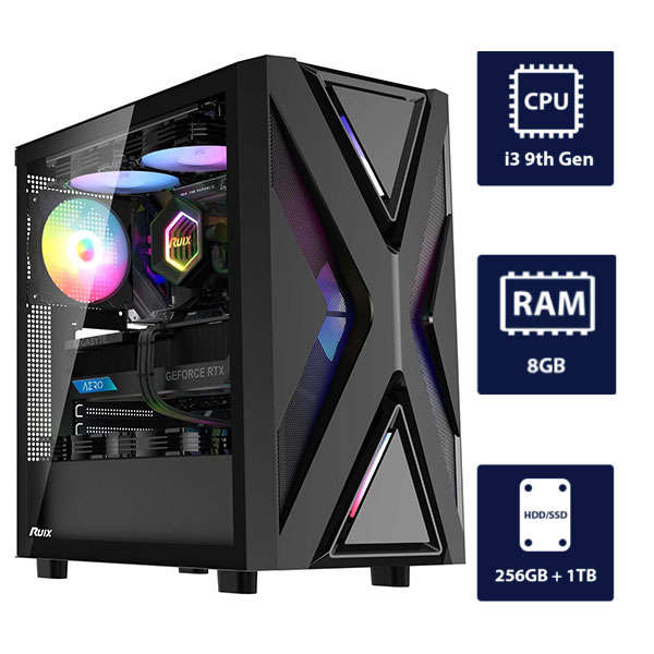 i3 9th, 8GB RAM, 256GB SSD + 1TB HDD RUIX CV203 Desktop Tower