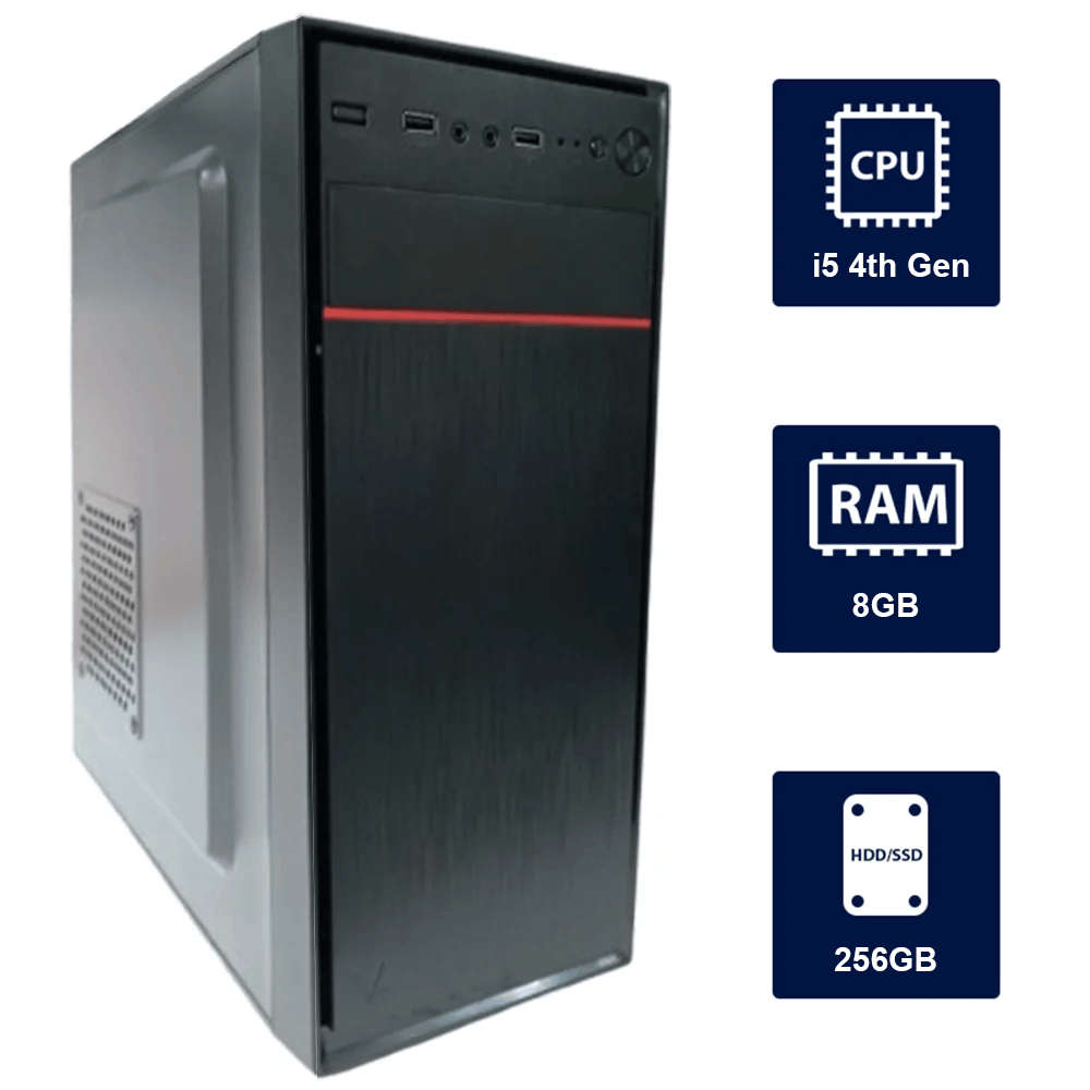 i5 4th, 8GB RAM, 256GB SSD Standard Case Desktop Tower