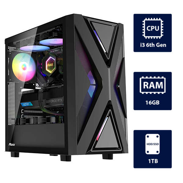 i3 6th Gen CPU, 16GB RAM, 1TB SSD RUIX CV203 Desktop Tower