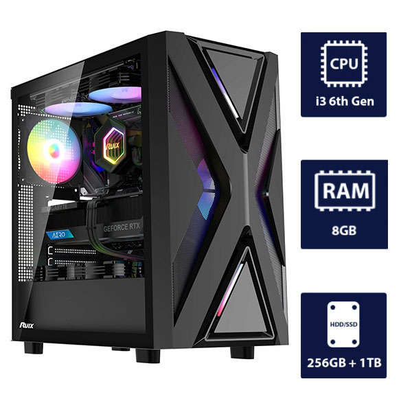 i3 6th Gen CPU, 8GB RAM, 256GB SSD + 1TB HDD Antec AX20 Desktop Tower
