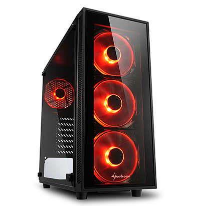 Sharkoon TG4 RED ATX Tower PC Gaming Case Black