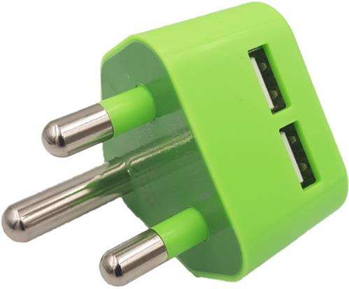 Whizzy Dual USB Port 3 Pin Wall Charger