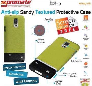 Promate Gritty S5 Anti-slip sandy textured protective case for Samsung Galaxy S5 Colour:Green 1 Y...
