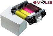 Evolis Consumable pack for 100 color prints - 1 YMCKO ribbon 100 prints 100 cards (0,76mm) for Badgy