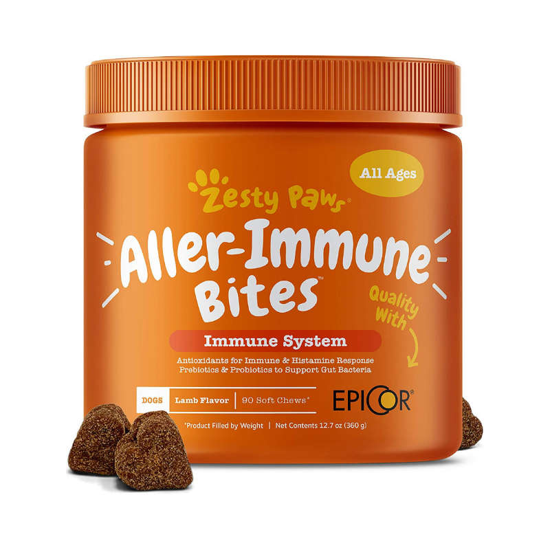 Zesty Paws Allergy Immune Supplement for Dogs - With Omega 3 Wild Alaskan Salmon Fish Oil &amp; E...