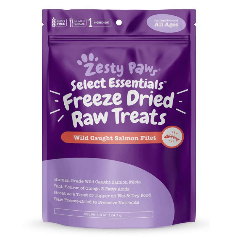 Zesty Paws Freeze Dried Salmon Filet Treats for Dogs & Cats - with Pure Raw & Wild Caught Pacific...