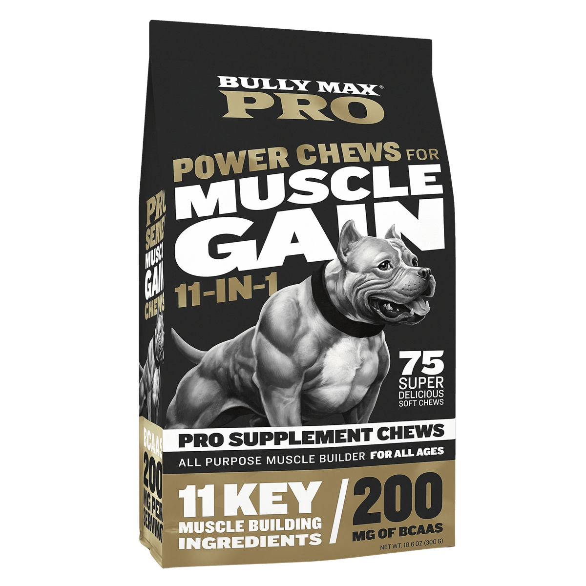 Bully Max PRO Series Power Chews for Muscle Gain 11-in-1 - 75 soft chews