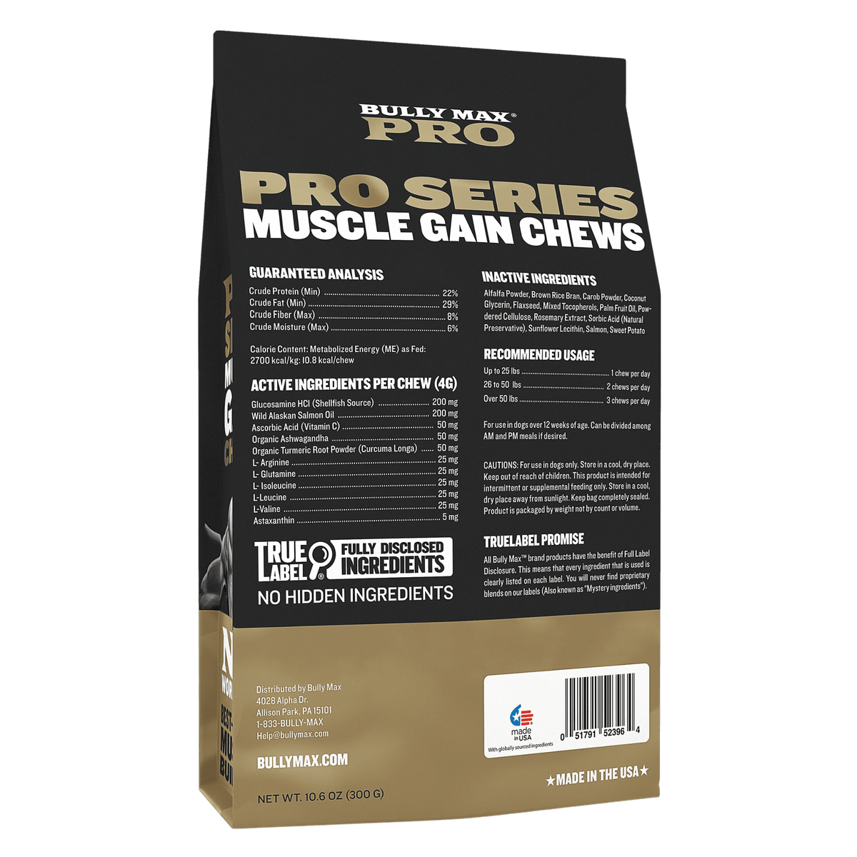 Bully Max PRO Series Power Chews for Muscle Gain 11-in-1 - 75 soft chews