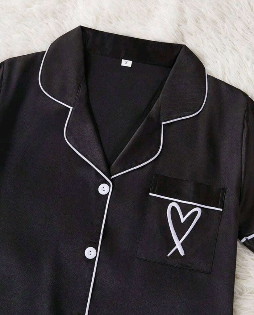 Pajama Set Short Sleeve - Black