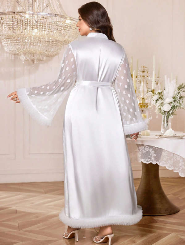 Flounce Hem Bell Sleeve Wedding Preparation Robe