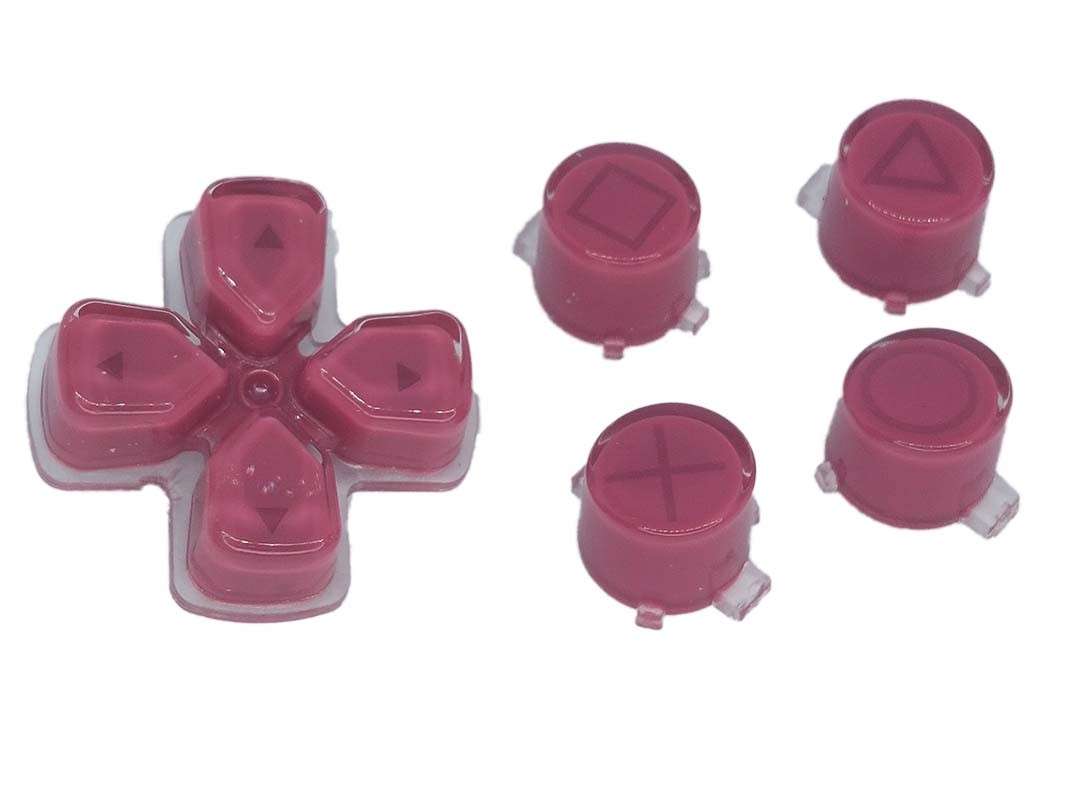 PS5 Dualsense Controller Button Set Glossy Clear Rose Red