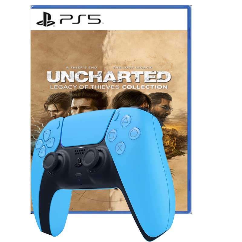 PS5 Original DualSense Wireless Controller Starlight Blue Bundled With PS5 Uncharted Collection R...