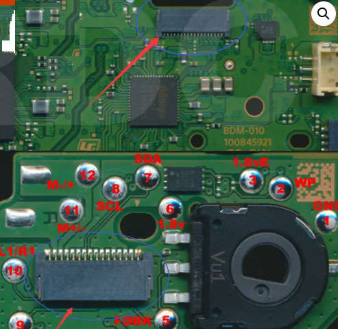 PS5 Dualsense Controller BDM Board Touchpad Trigger Assembly Socket 18 pin