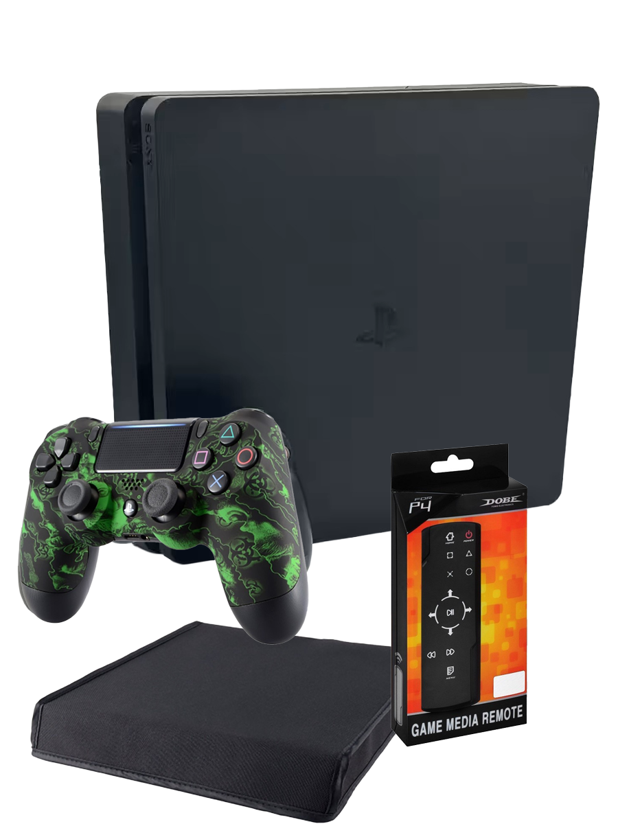 PS4 Slim 500GB Console Refurbished + Extras and Upgraded Dualshock Controller with TMR Drift Free...