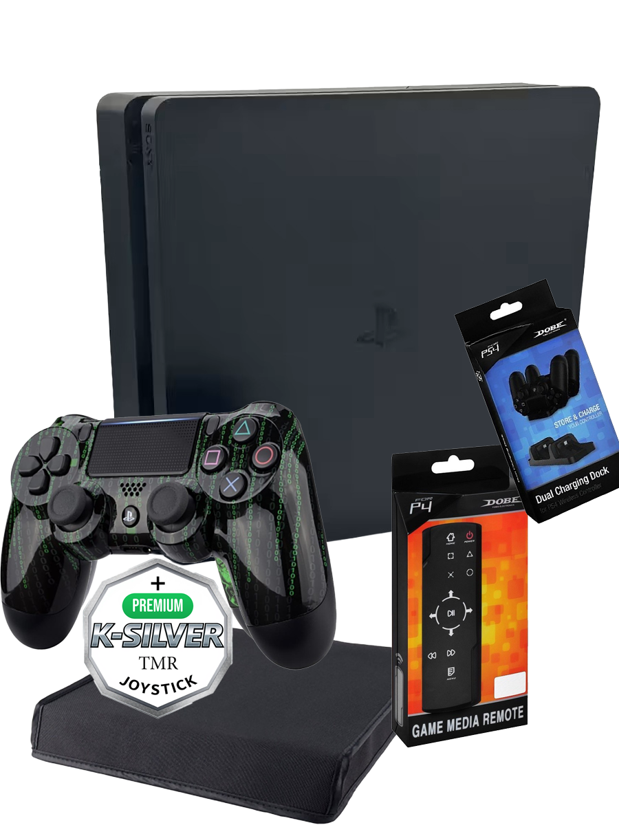 PS4 Slim 1TB Console Refurbished with Upgraded Dualsense Gulikit TMR Custom Controller + Extras
