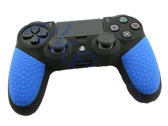 PS4 Dualshock 4 Controllers Black Silicone Protective Cover with Particle Grip Blue