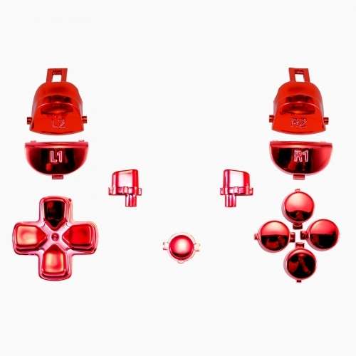 Dualshock 4 DS4 V2 Controller Button Set Chrome Red