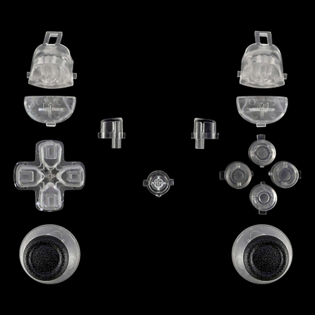 Dualshock 4 DS4 V2 Controller Button Set with Thumbsticks Transparent Clear