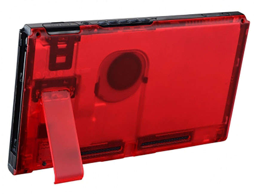 NS Switch Console Backplate With Kickstand Transparent Clear Red