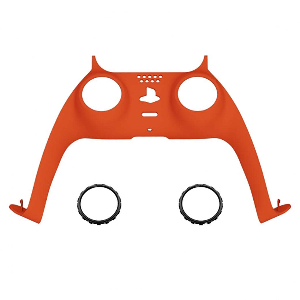 PS5 Dualsense Controller Plastic Trim with Accent Rings Soft Touch Bright Orange