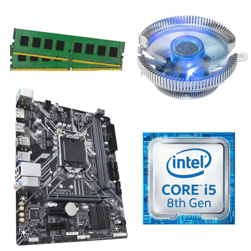 i5-8400, 16GB DDR4 RAM, Blue LED CPU FAN, H310 Motherboard Combo