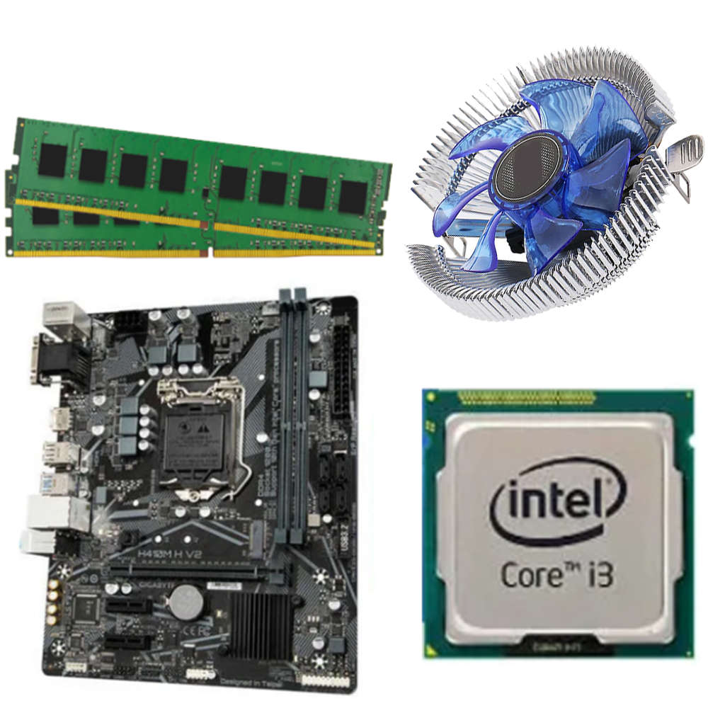I3-10100, 8GB DDR4 RAM, Blue LED CPU FAN, H410 Motherboard Combo