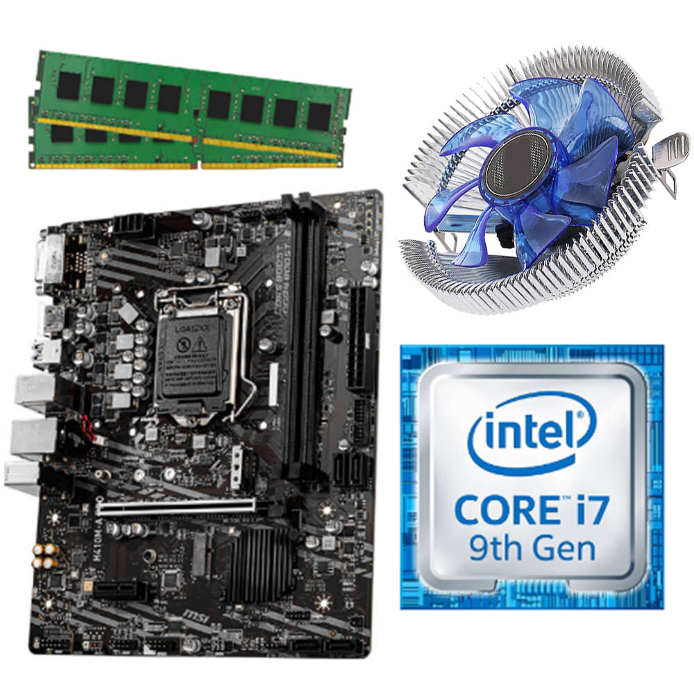 i7-9700, 4GB DDR4 RAM, Blue LED CPU FAN, H310 Motherboard Combo