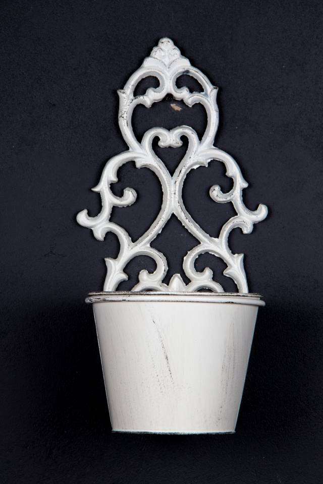 Wallmounted Antique Potholder & Pot Antique White