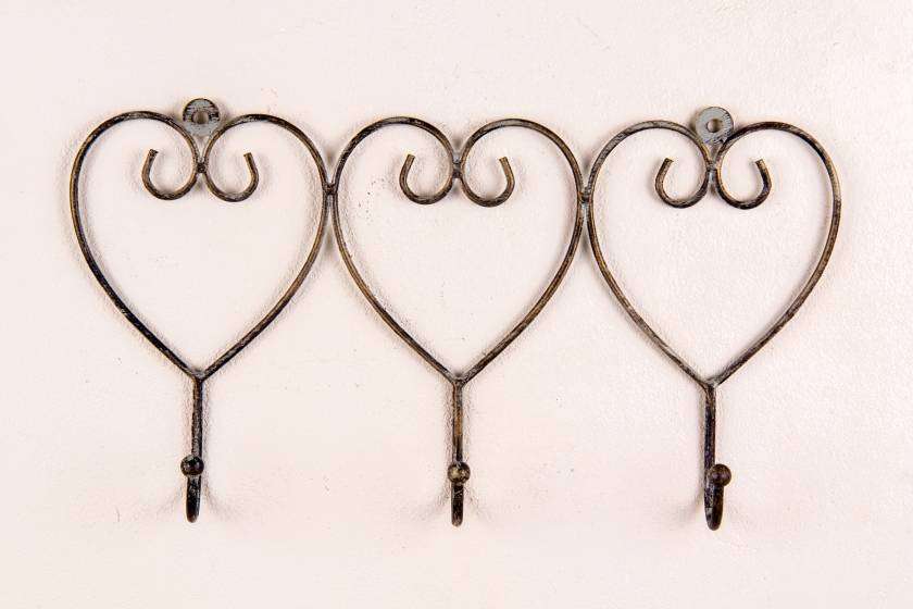 Heart Shaped Hooks Antique Grey