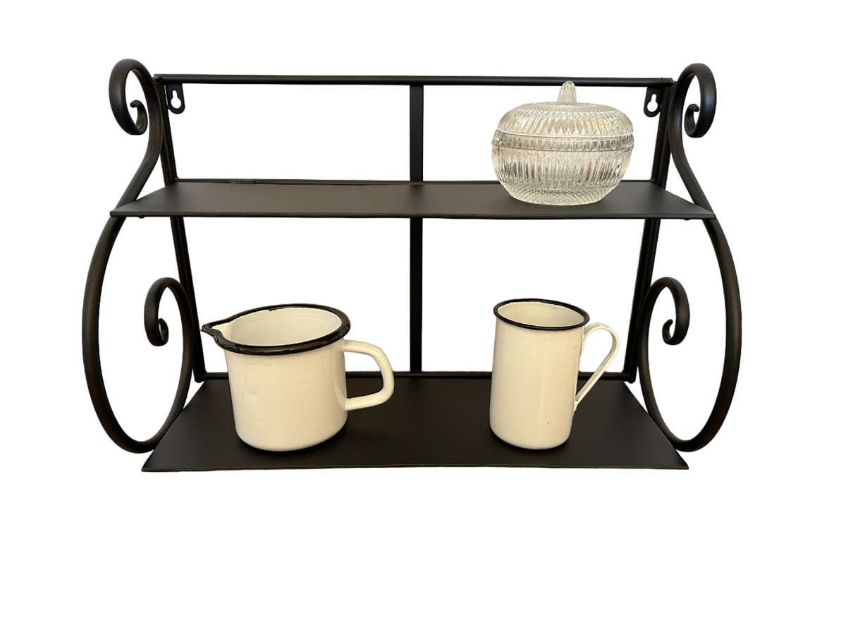 2 Shelf Curly Rack Black