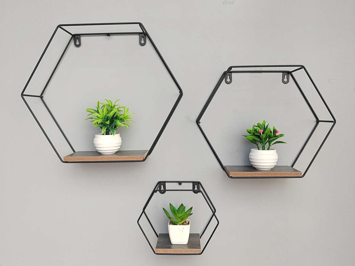Wall Shelf Hexagon - Set of 3