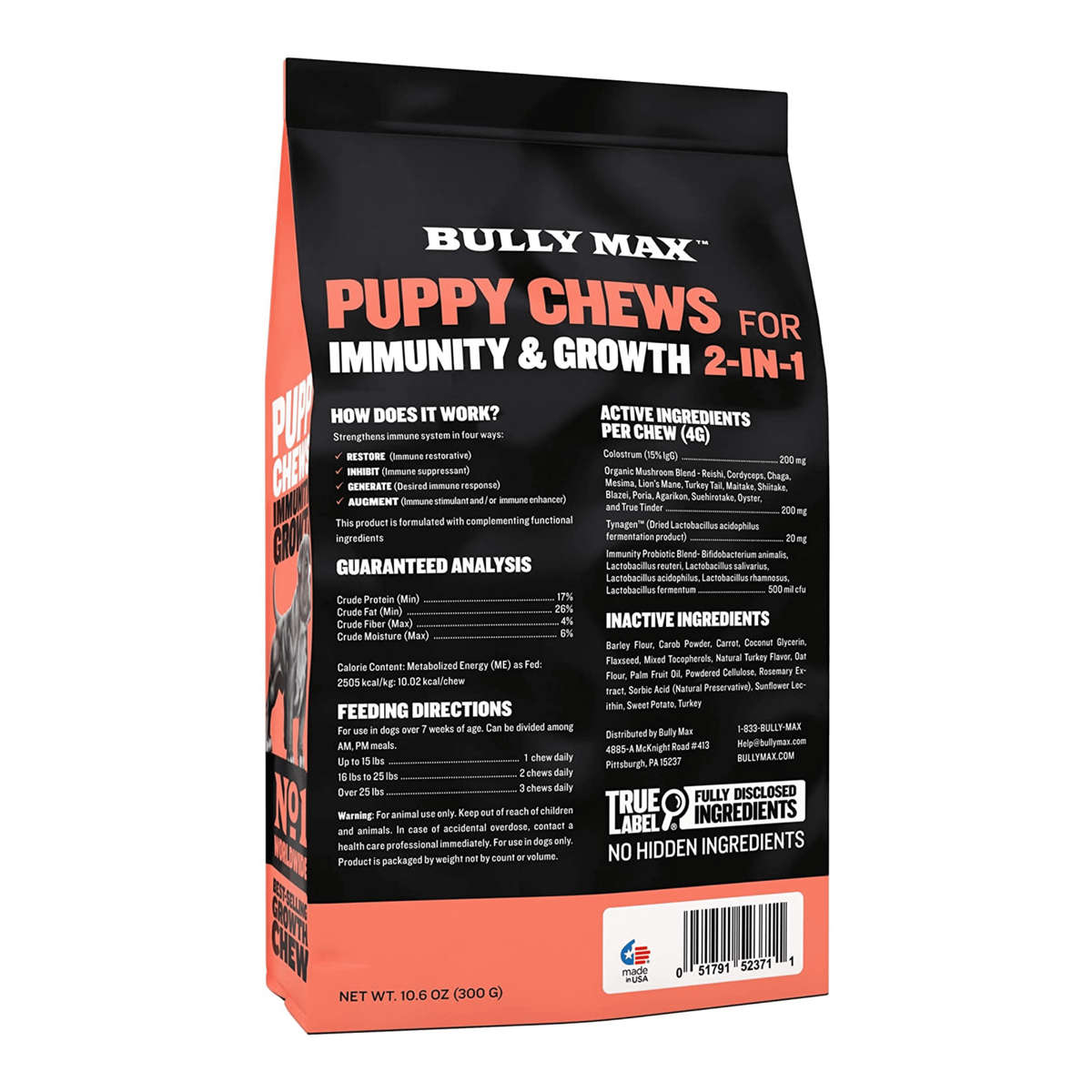 Bullymax 2-in-1 Puppy Chews for Immunity and Growth