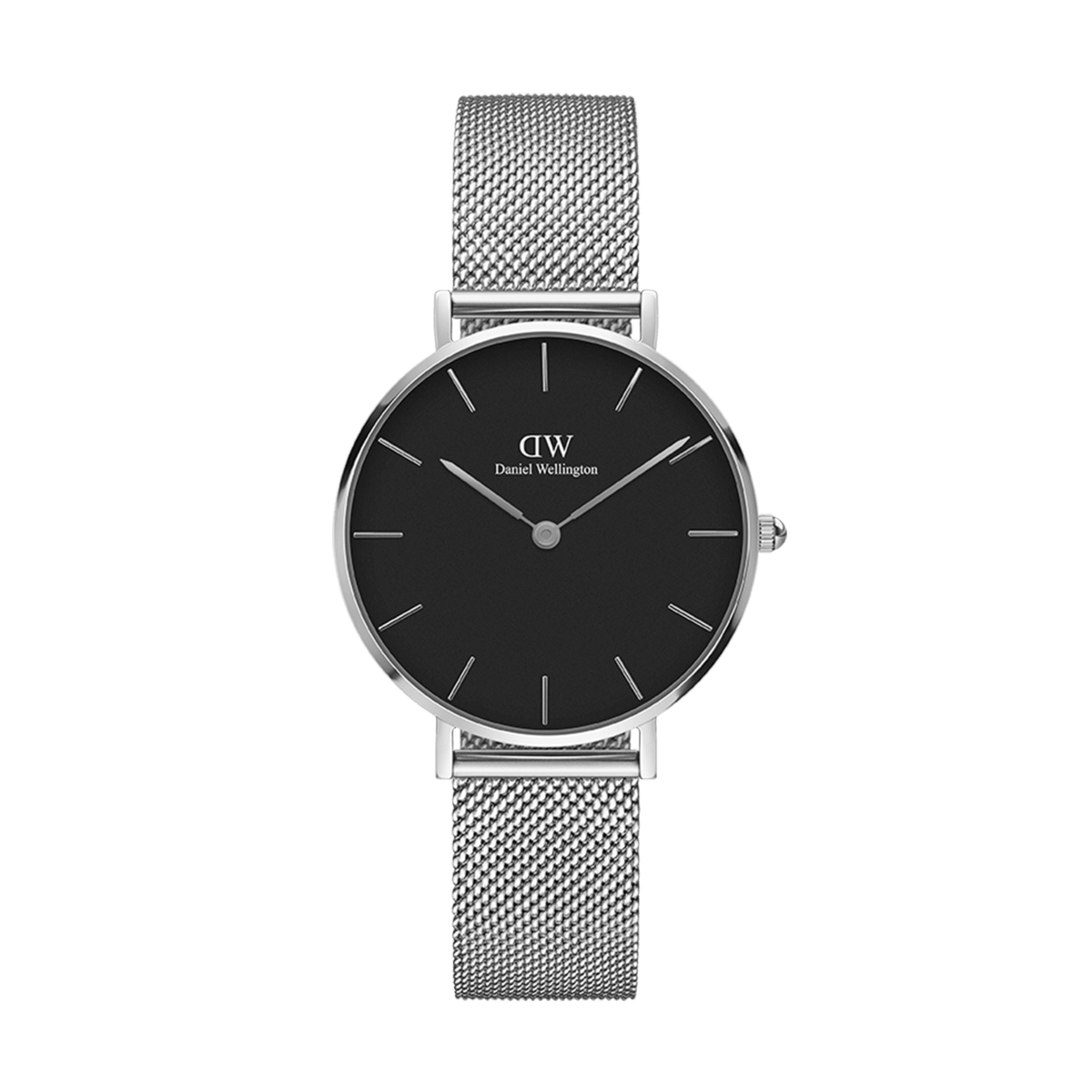 Daniel Wellington Sterling Silver tone Women's Watch (DW00100162) - Black Dial & Mesh Bracelet